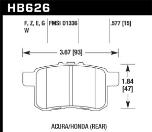 Acura TSX Brake Pad Sets - Rear - Hawk Performance - HPS 5.0 - `11-`14